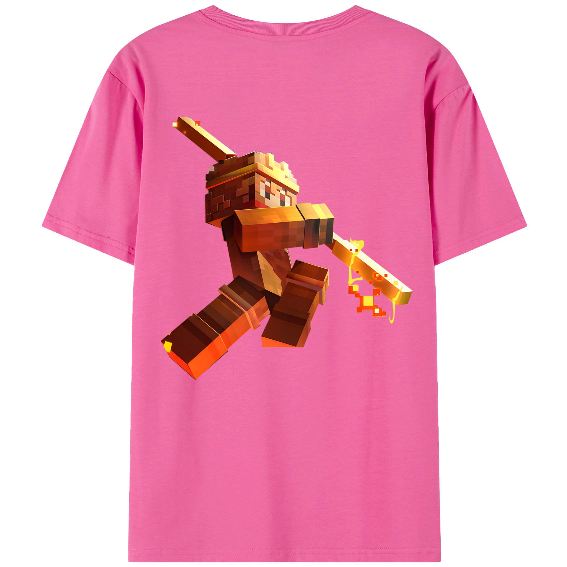 （画像用） マインクラフト ブロックの世界 Minecraft MC Block world レディース半袖Tシャツ(バックプリント)